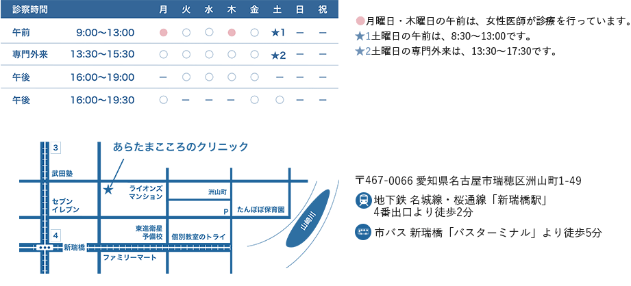 あらたまこころのクリニック 愛知県名古屋市瑞穂区洲山町１丁目４９